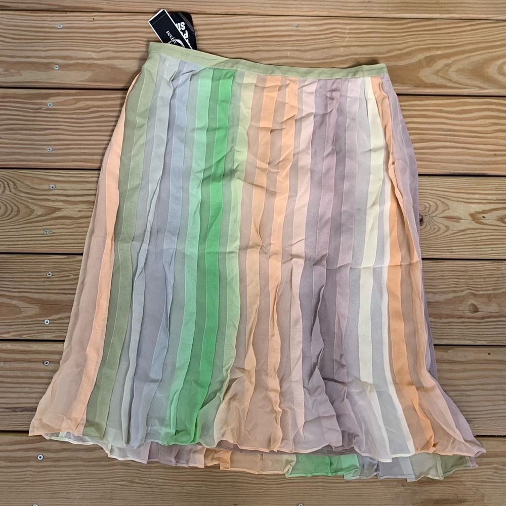 Tahari Pastel Silk A-line Skirt - Picture 5 of 7